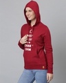 Shop Women's Maroon Printed Stylish Casual Hooded Sweatshirt-Full