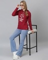 Shop Women's Maroon Printed Stylish Casual Hooded Sweatshirt