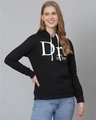 Shop Women's Black Printed Stylish Casual Hooded Sweatshirt-Front