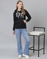Shop Women's Black Printed Stylish Casual Hooded Sweatshirt
