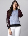Shop Women's Blue Printed Stylish Casual Jacket-Front