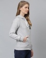 Shop Women's Grey Printed Casual Zipper Hooded Sweatshirt-Full