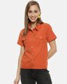Shop Women's Rust Regular Fit Solid Casual Shirt with Styled Back Detail-Front