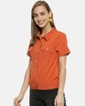 Shop Women's Rust Regular Fit Solid Casual Shirt with Styled Back Detail-Back