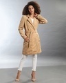 Shop Women's Beige Regular Fit Coats-Front