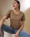 Shop Women's Beige Stripe Regular Fit Top