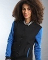 Shop Women's Black Colorblock Regular Fit Jackets