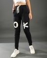 Shop Women's Black Printed Relaxed Fit Track Pants-Front