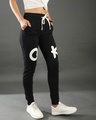 Shop Women's Black Printed Relaxed Fit Track Pants-Design