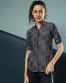 Shop Women's Blue Checkered Regular Fit Shirt-Front