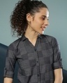 Shop Women's Blue Checkered Regular Fit Shirt