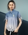 Shop Women's Blue Printed Regular Fit Shirt-Front