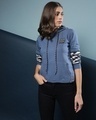 Shop Women's Blue Printed Regular Fit Sweatshirt-Front