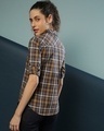Shop Women's Brown Checkered Regular Fit Shirt-Design