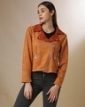 Shop Women's Brown Regular Fit Jackets-Front