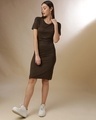 Shop Women's Brown Stripe Regular Fit Dress-Front