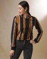 Shop Women's Brown Stripe Regular Fit Sweatshirt-Front