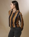 Shop Women's Brown Stripe Regular Fit Sweatshirt-Full