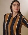 Shop Women's Brown Stripe Regular Fit Sweatshirt