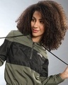 Shop Women's Green Colorblock Regular Fit Jackets