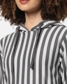 Shop Women's Grey Striped Hoodie