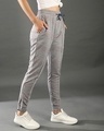 Shop Women's Grey Striped Relaxed Fit Track Pants-Design