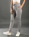 Shop Women's Grey Striped Relaxed Fit Track Pants-Full