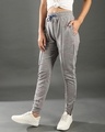 Shop Women's Grey Striped Relaxed Fit Track Pant-Full