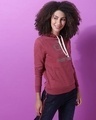 Shop Women's Maroon Embroidered Regular Fit Sweatshirt-Full