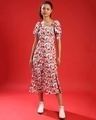Shop Women's Multicolor Floral Print Regular Fit Dress-Front