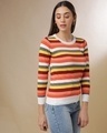 Shop Women's Multicolor Stripe Regular Fit Sweater-Front