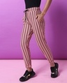 Shop Women's Pink Striped Relaxed Fit Joggers-Design