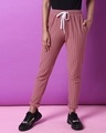 Shop Women's Pink Striped Relaxed Fit Track Pants-Front