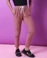 Shop Women's Pink Striped Relaxed Fit Track Pants-Design