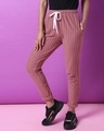 Shop Women's Pink Striped Relaxed Fit Track Pants-Full