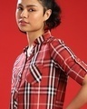 Shop Women's Red Checkered Regular Fit Shirt