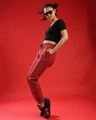 Shop Women's Red Striped Relaxed Fit Joggers