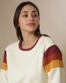 Shop Women's White Colorblock Regular Fit Sweater