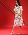 Shop Women's White Floral Print Regular Fit Dress-Front
