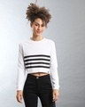 Shop Women's White Striped Regular Fit Top-Front