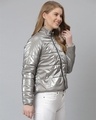 Shop Women's Grey Solid Stylish Casual Bomber Jacket-Design