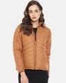 Shop Women's Brown Stylish Casual Bomber Jacket-Front
