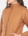 Shop Women's Brown Stylish Casual Bomber Jacket-Full