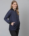 Shop Women's Blue Stylish Casual Bomber Jacket-Full