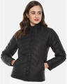 Shop Women's Black Stylish Casual Bomber Jacket-Front