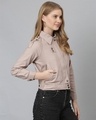 Shop Women's Pink Solid Stylish Casual Denim Jacket-Design