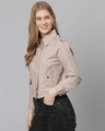 Shop Women's Pink Solid Stylish Casual Denim Jacket-Full