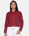Shop Women's Solid Stylish Casual Denim Jacket-Front