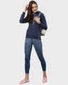 Shop Women's Blue Solid Stylish Casual Hooded Sweatshirt