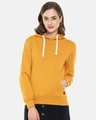 Shop Women's Yellow Solid Stylish Casual Hooded Sweatshirt-Front